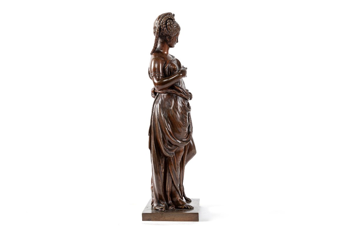sculpture en bronze 19eme, Diane Chasseresse et le chien, signe Paul Duboy-photo-3