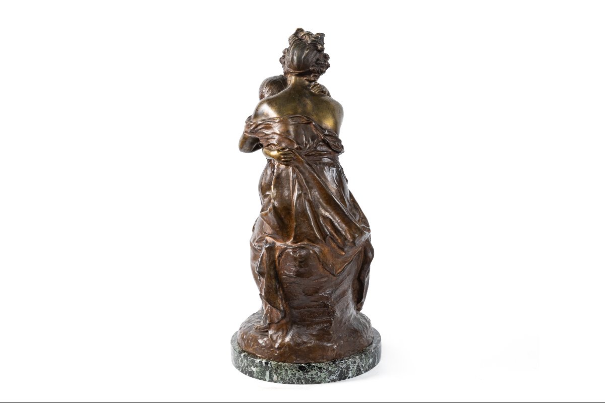 sculpture en bronze "Madame Vigée-Lebrun et sa fille Jeanne-Lucie-Louise ", vers 1900-photo-3