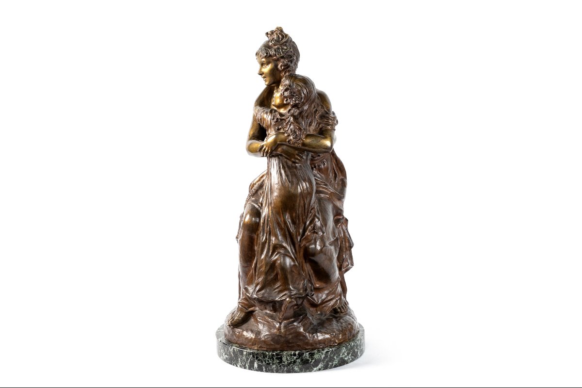 sculpture en bronze "Madame Vigée-Lebrun et sa fille Jeanne-Lucie-Louise ", vers 1900-photo-6