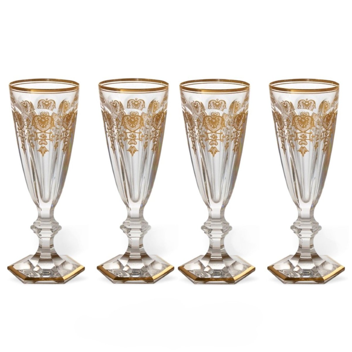 "harcourt Empire" Baccarat, France, 4 Champagne Flutes