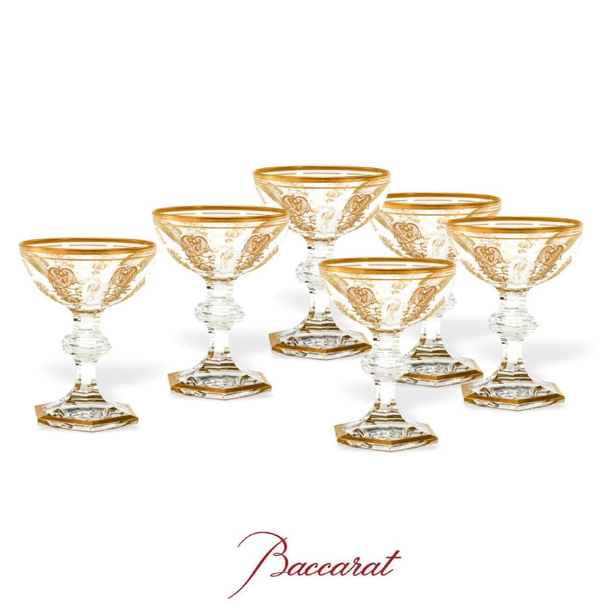 Baccarat «Harcourt Empire», France, 2 coupes à champagne  -photo-3