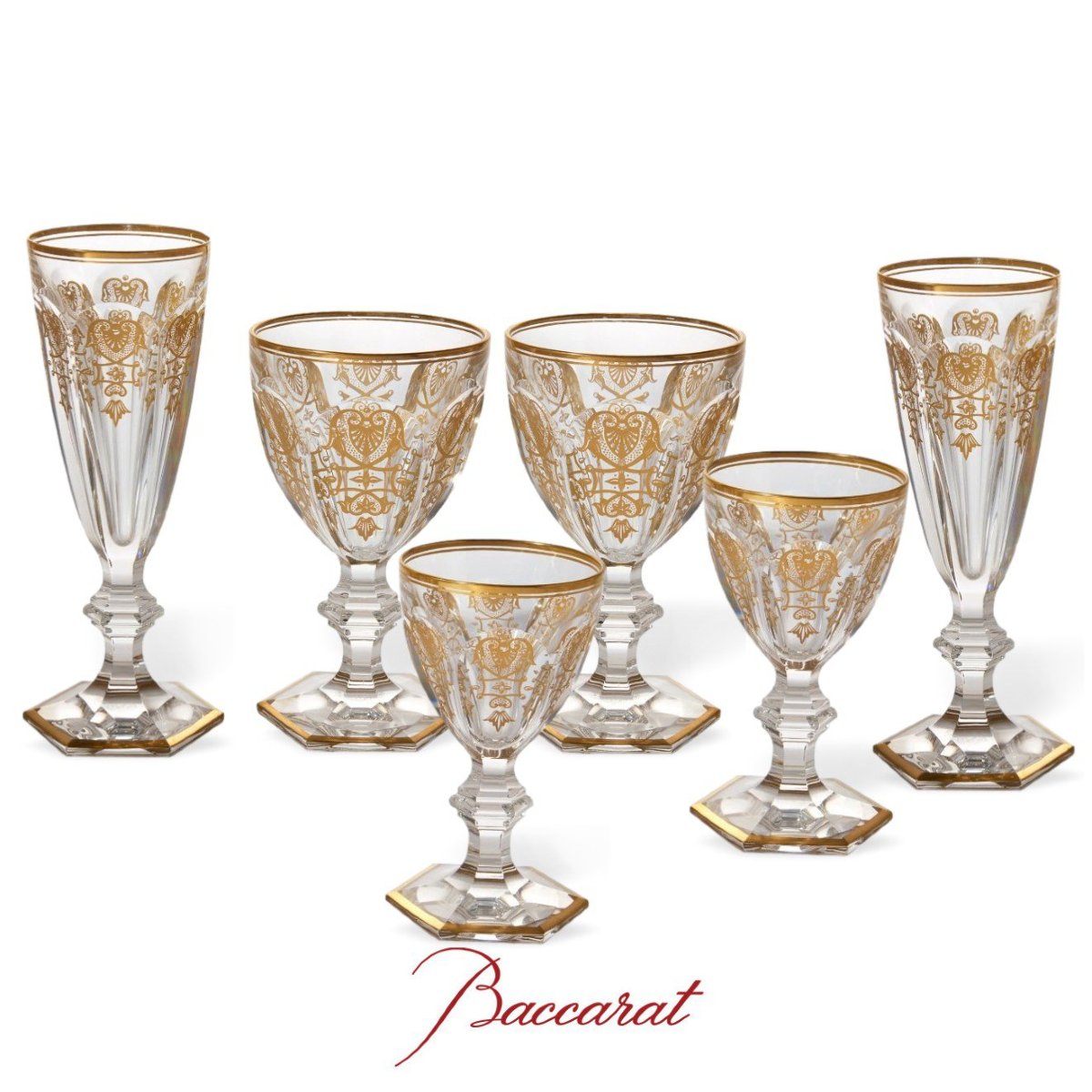Baccarat «Harcourt Empire», France, 2 coupes à champagne  -photo-4
