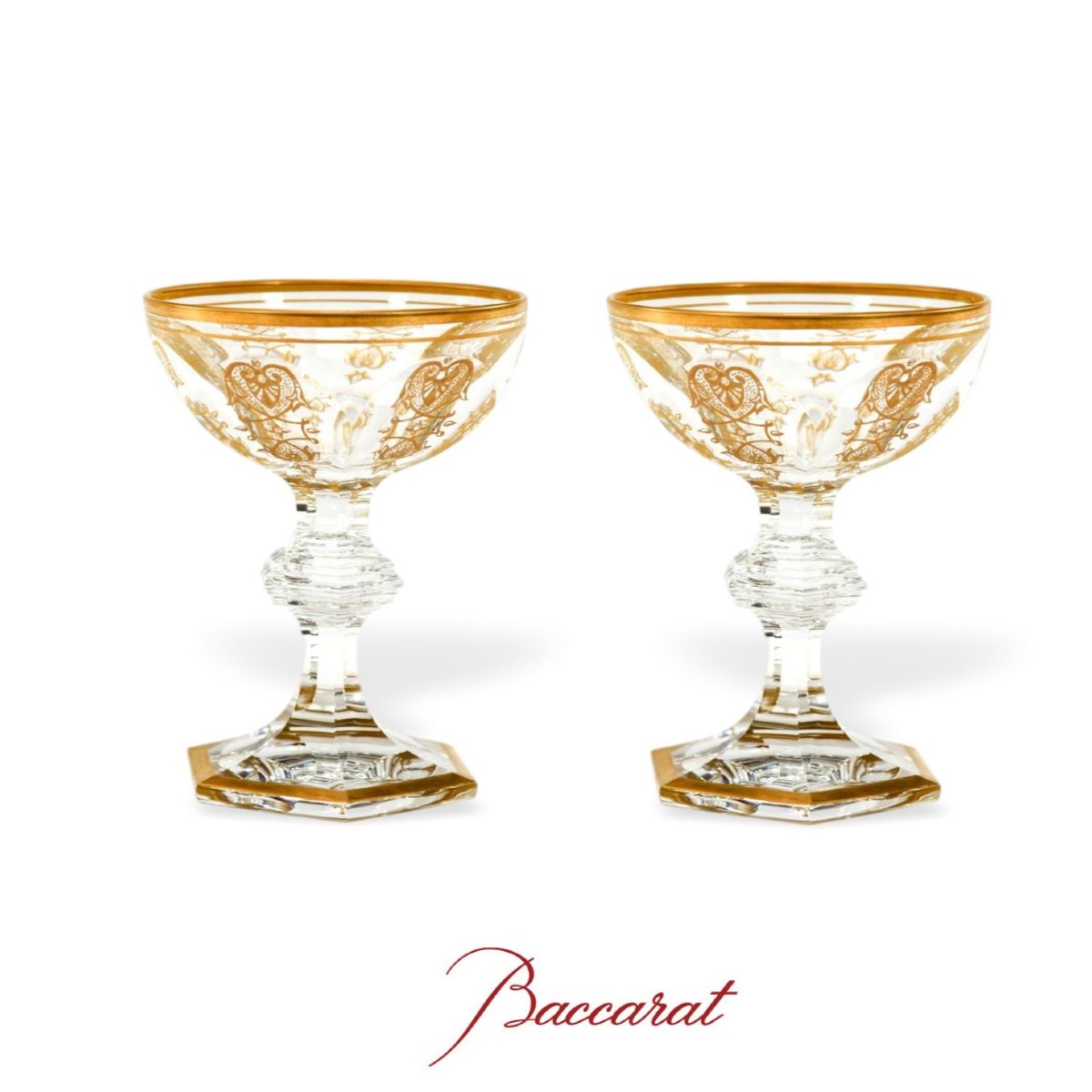 "harcourt Empire" Baccarat, France, 2 Champagne Glasses  -photo-1