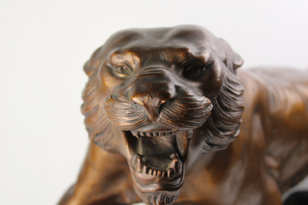 Tiger Sculpture In Terracotta Signed By R. Capaldo XXth-photo-4