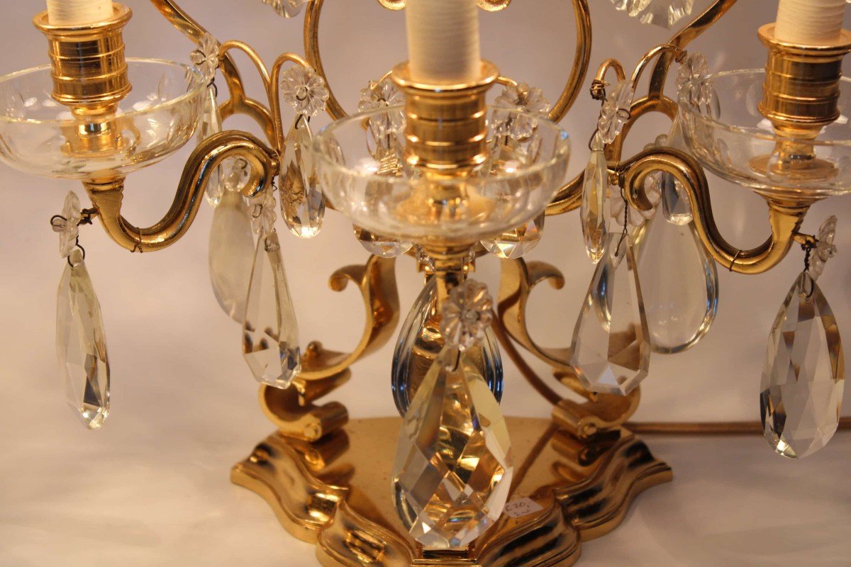 Paire De Lampes De Table  En Laiton De Style Classique-photo-4