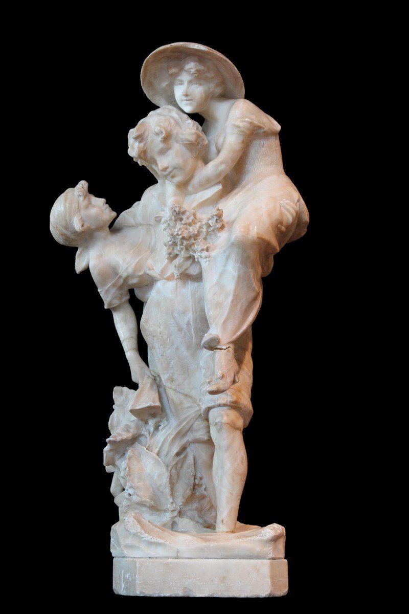Sculpture italienne en alb&acirc;tre Fin du 19e si&egrave;cle-photo-1