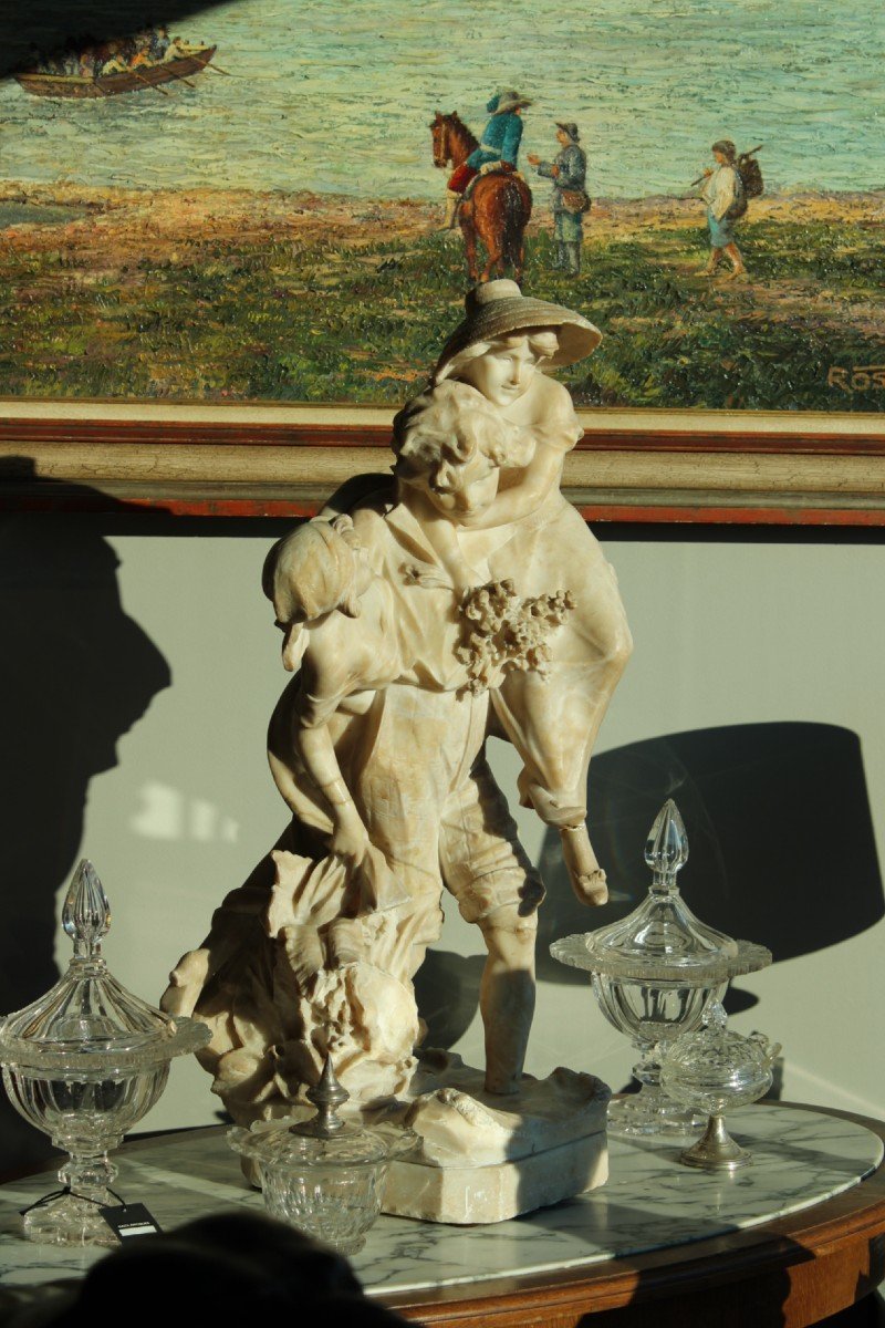 Sculpture italienne en albâtre Fin du 19e siècle-photo-7