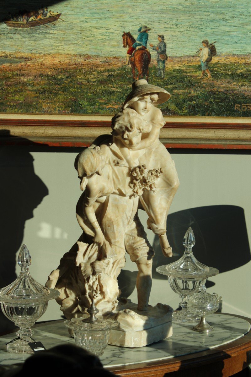 Sculpture italienne en alb&acirc;tre Fin du 19e si&egrave;cle-photo-7