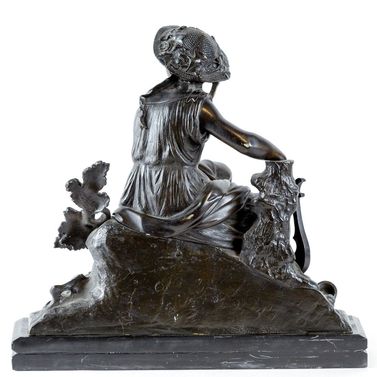 Sculpture En Bronze d'Une Jeune Femme Musicienne 19eme-photo-4