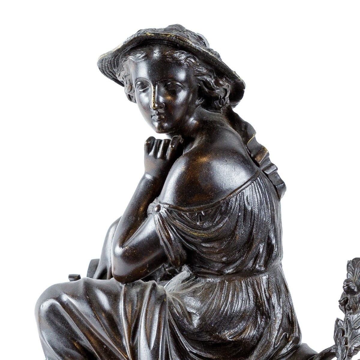 Bronze Sculpture Of A Young Woman Musician 19th Century-photo-3