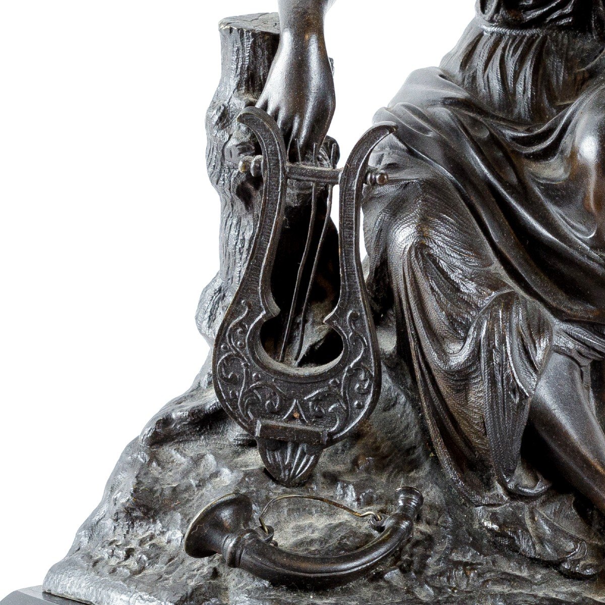 Bronze Sculpture Of A Young Woman Musician 19th Century-photo-6