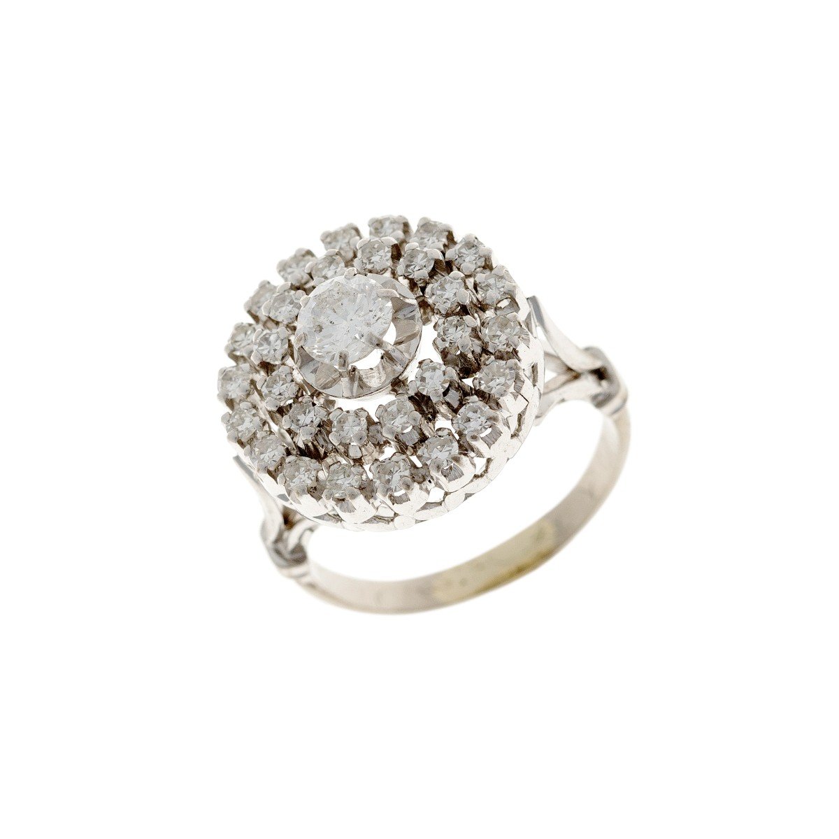 White Golden Ring With Diamonds Rosette-photo-2
