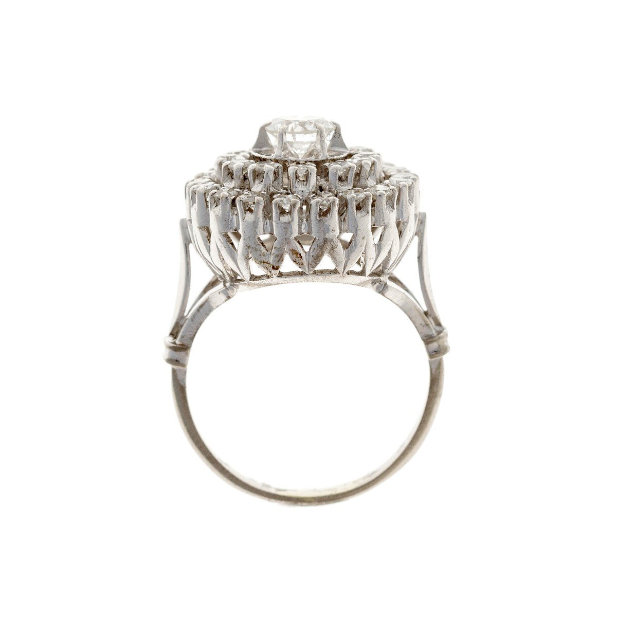 White Golden Ring With Diamonds Rosette-photo-3