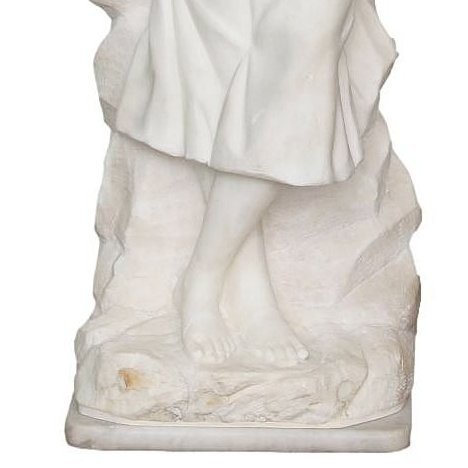Marble Sculpture Of A Woman With Mandoline, 19th Century, Signed E. Giros-photo-1