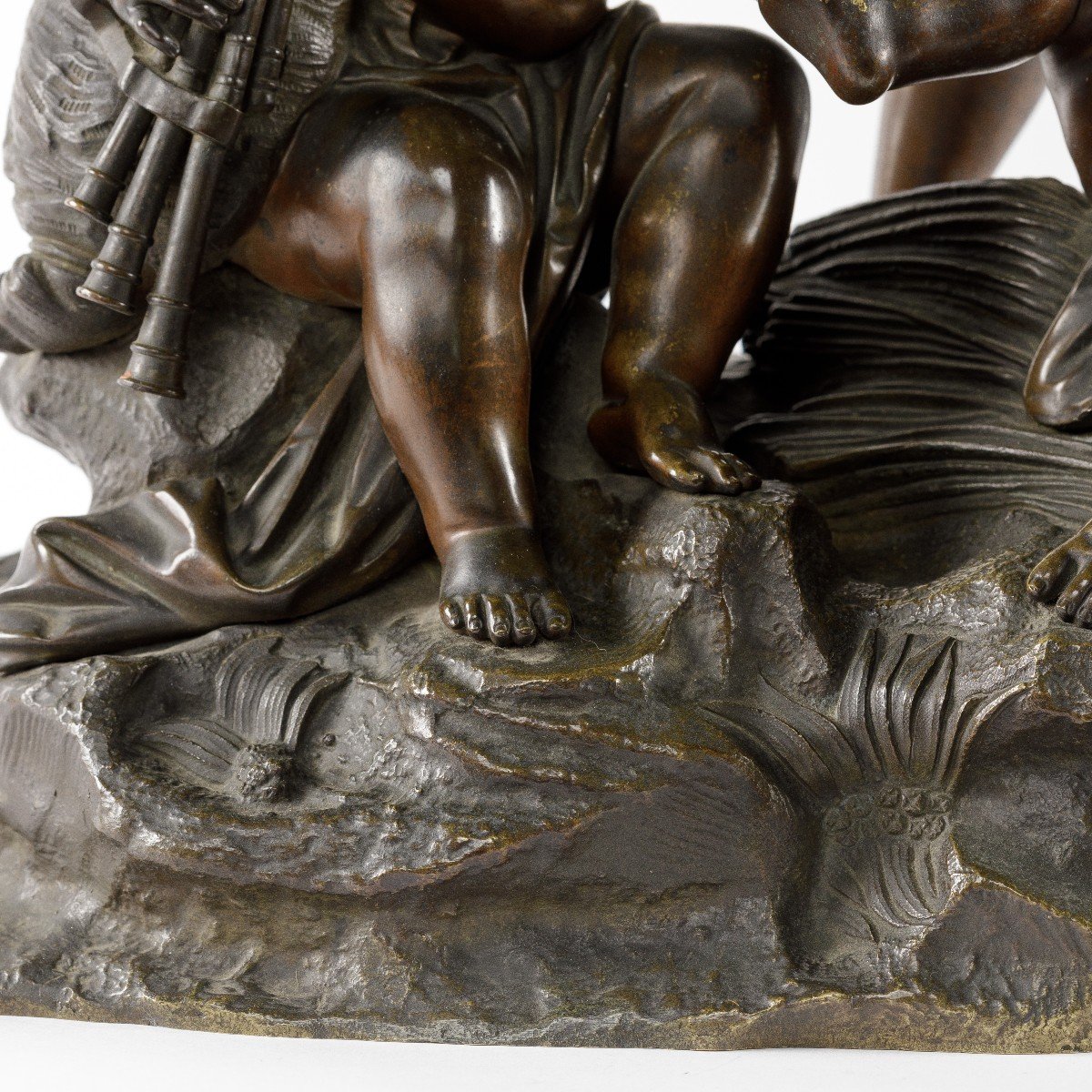 19th Centuy Bronze Sculpture "three Child Musicians"-photo-1