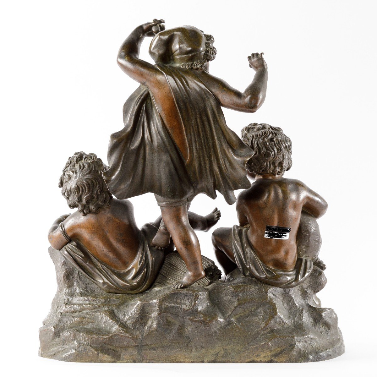 19th Centuy Bronze Sculpture "three Child Musicians"-photo-4