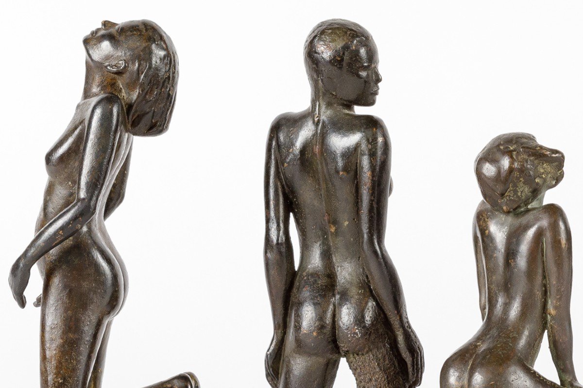 Serie De 5 Sculptures Erotic En Bronze Signe Jesvart 20eme-photo-3