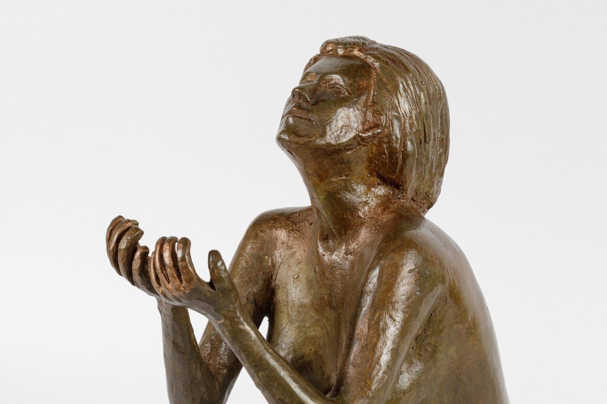 Sculpture d'Une Femme Nue En Bronze 20eme -photo-2