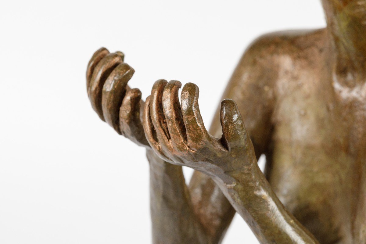 Sculpture d'Une Femme Nue En Bronze 20eme -photo-3