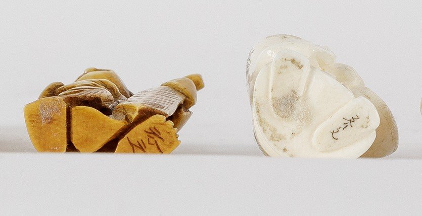 Serie de Six Sculptures Netsuke Japon En Ivoire -photo-4