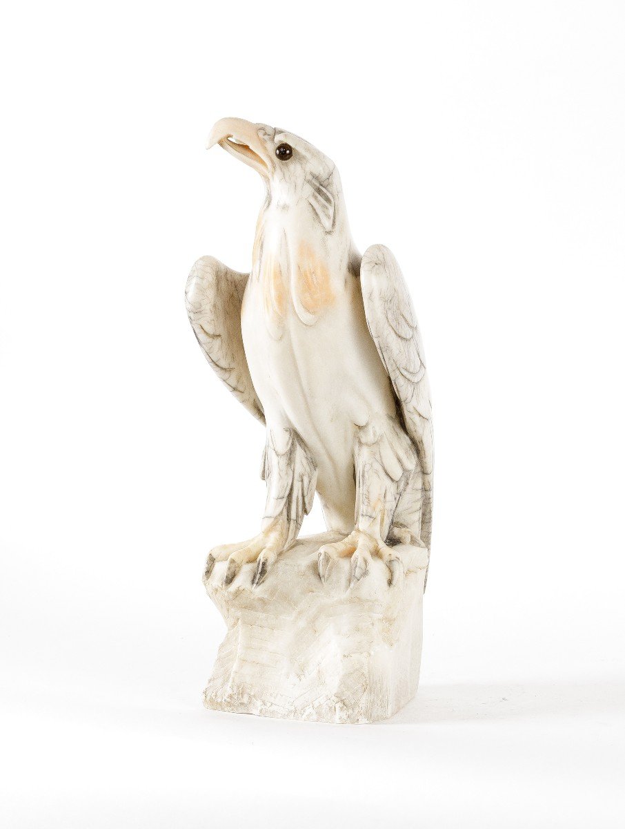 Alabaster Sculpture Of Golden Eagle, 19th Century-photo-3