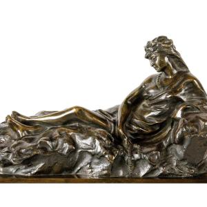 Sculpture En Bronze d'Une Jeune Femme Signe Berthe Van Tilte, 1868