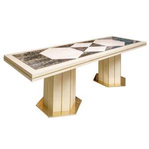 Large Modern Marble Living Room Table Of 1970's  Signed Bartoletti