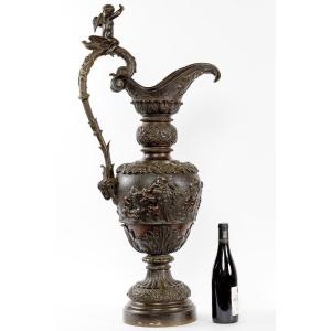 Large Bronze Vase After Clodion, 19 Th C. Napoleon III Period
