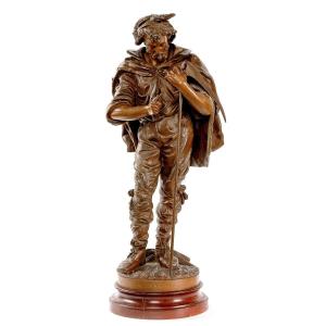 19th C. Spelter Sculpture Of Harvester 