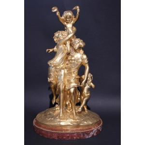 Gilt Bronze Sculpture 19th Signed Clodion