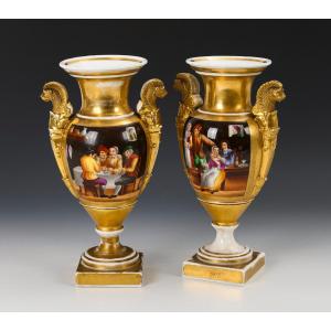 paire de vases en porcelaine peint 19eme