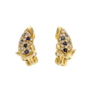 18k Gold Earrings With Diamonds And Sapphires