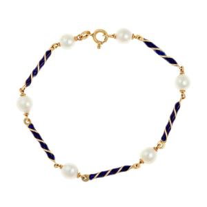 Bracelet en or 18k avec émail et perles 