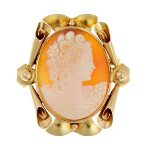 Pendentif et broche Camée en or 18 carats d'epoque Art Déco