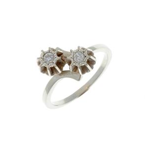 Bague Toi & Moi en or blanc 18K avec diamants