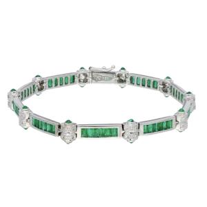 Bracelet en or 18k avec emerauds et diamants