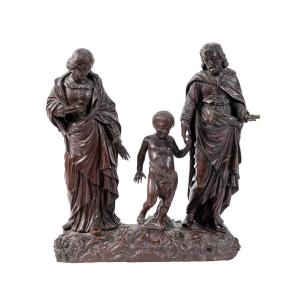 Wooden Holy Family Sculpture, Antwerp, 1912