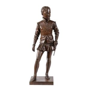 sculpture en bronze 19eme "Le jeune Henry IV", signe Baron Bosio