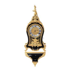 Large Cartel Clock With Its Console, Period Louis XV, 18th Century