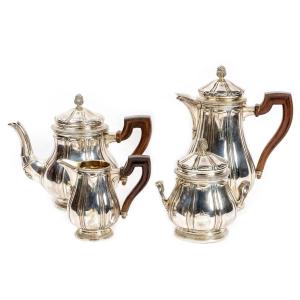 Art Deco Period Sterling Silver 4 Pieces Coffee And Tea Set, 20th Century