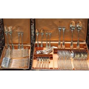 72 Pieces 19th Century Belgium Sterling Silver '800 Cutlery Set
