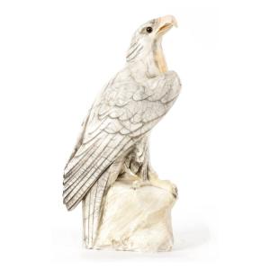 Alabaster Sculpture Of Golden Eagle, 19th Century