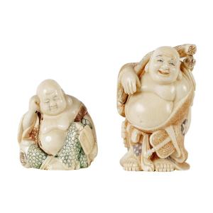 Two Chinese Budha Ivory 20th Century Sculptures 