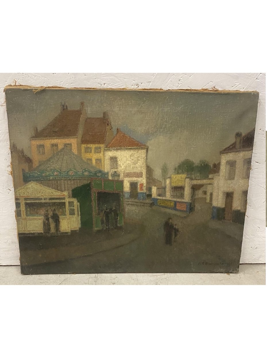 Huile sur toile Kermesse au village-photo-4