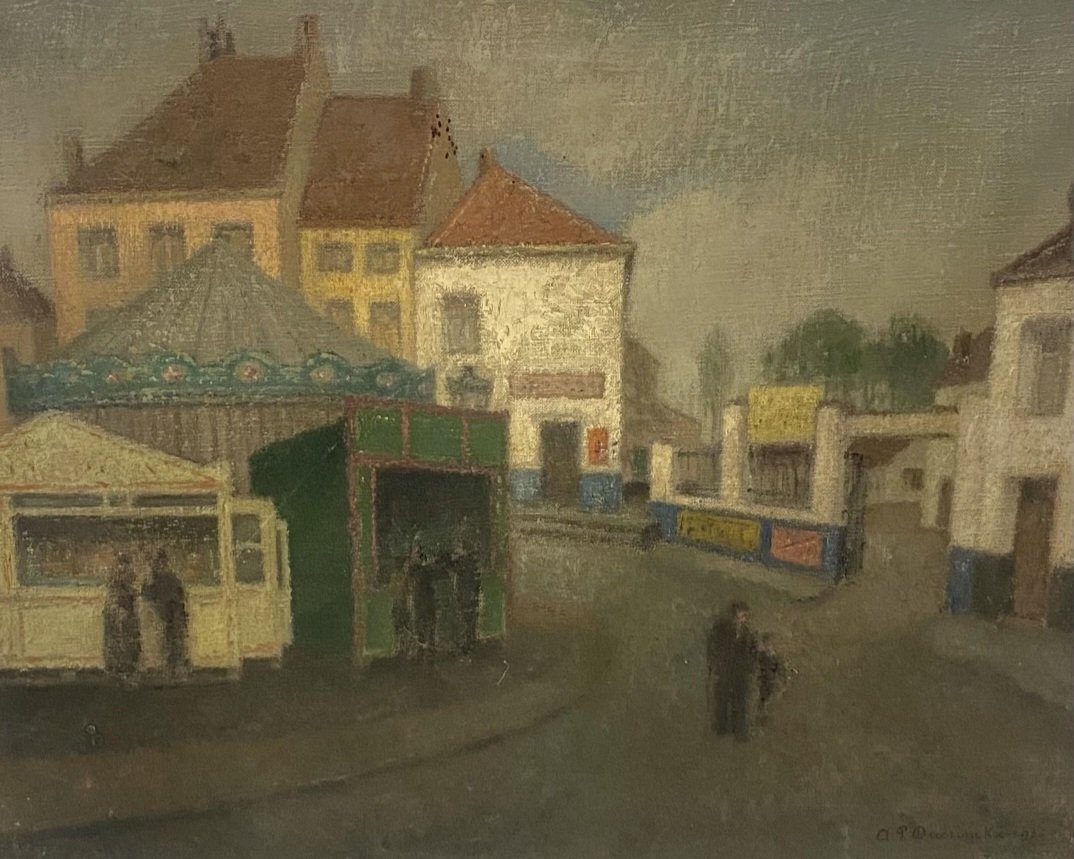 Huile sur toile Kermesse au village