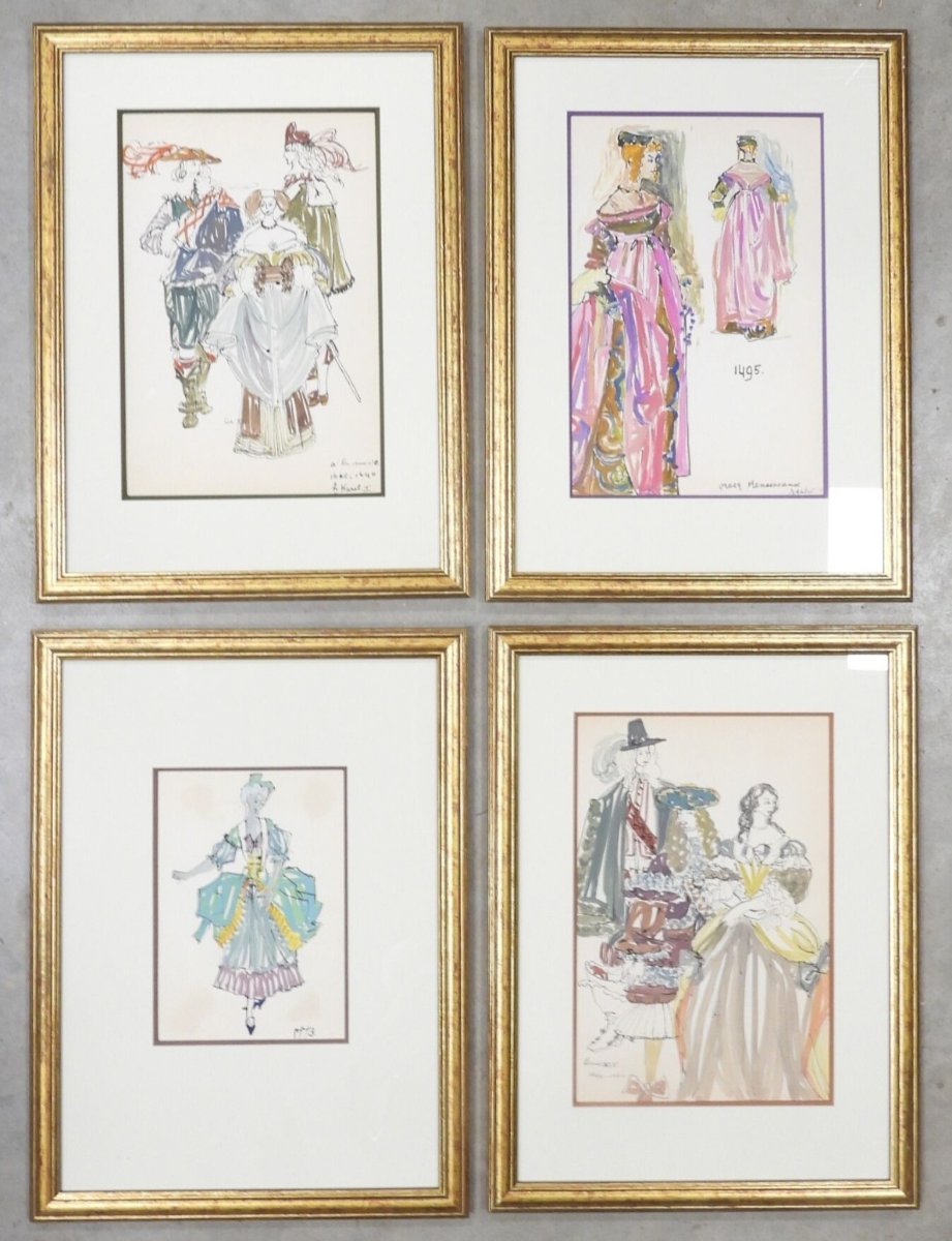 13 dessins d'étude de costumes de théatre-photo-2
