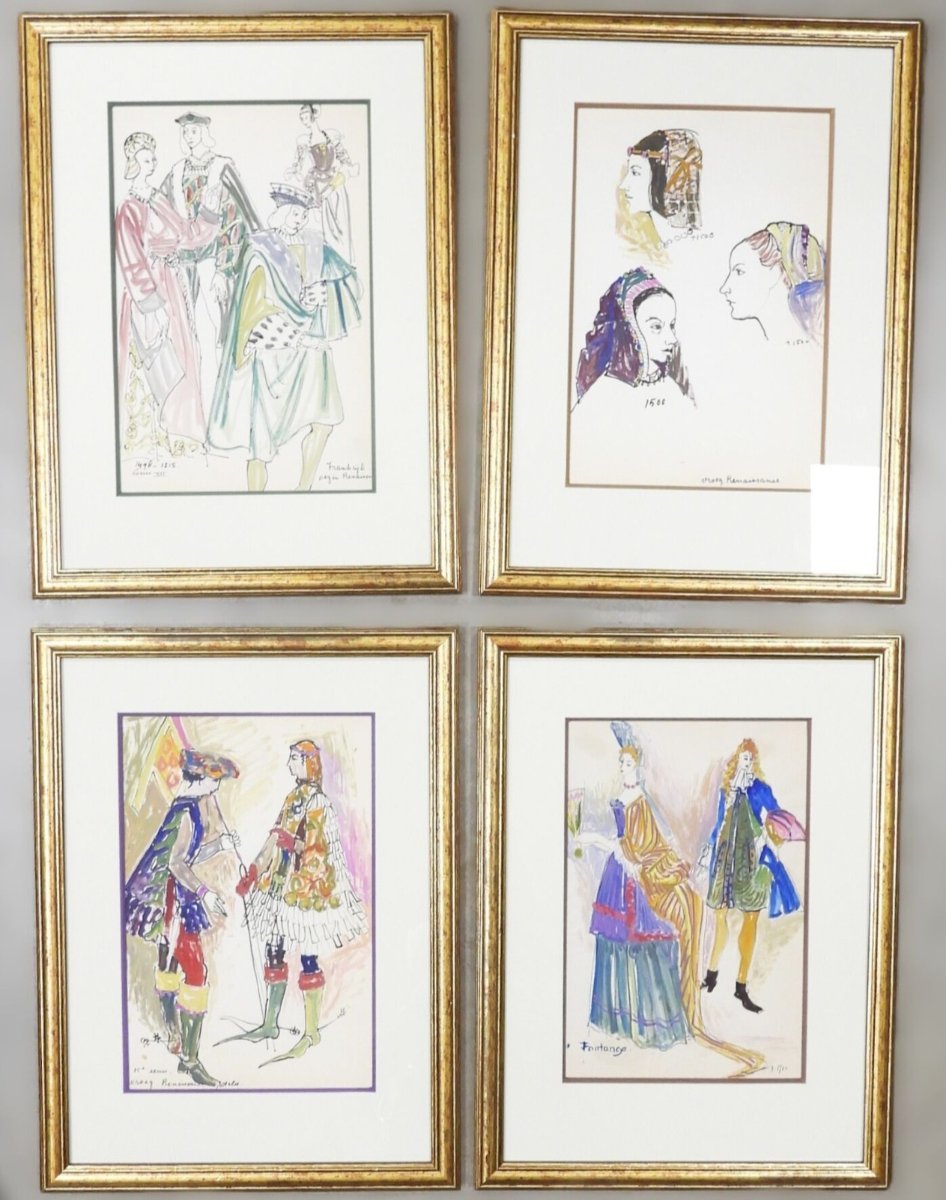 13 dessins d'étude de costumes de théatre-photo-3