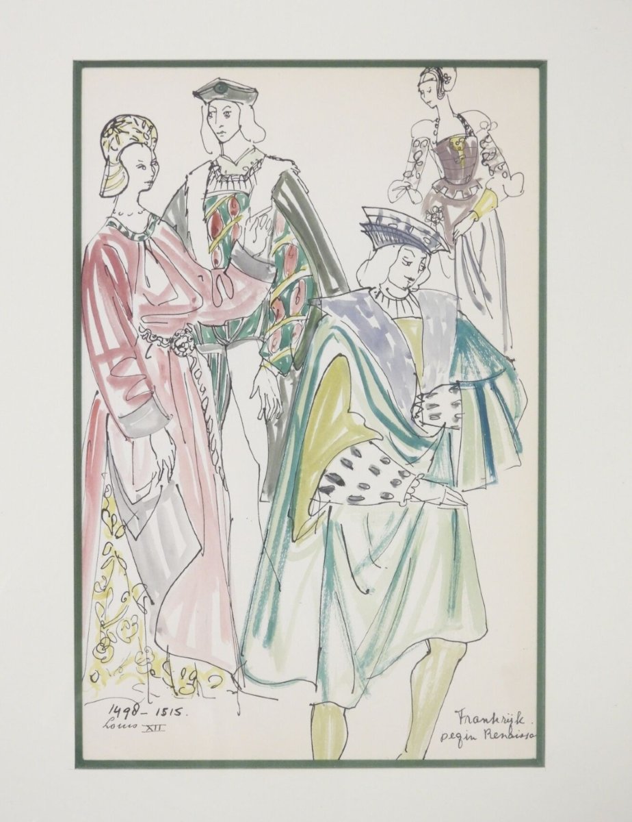13 dessins d'étude de costumes de théatre-photo-4