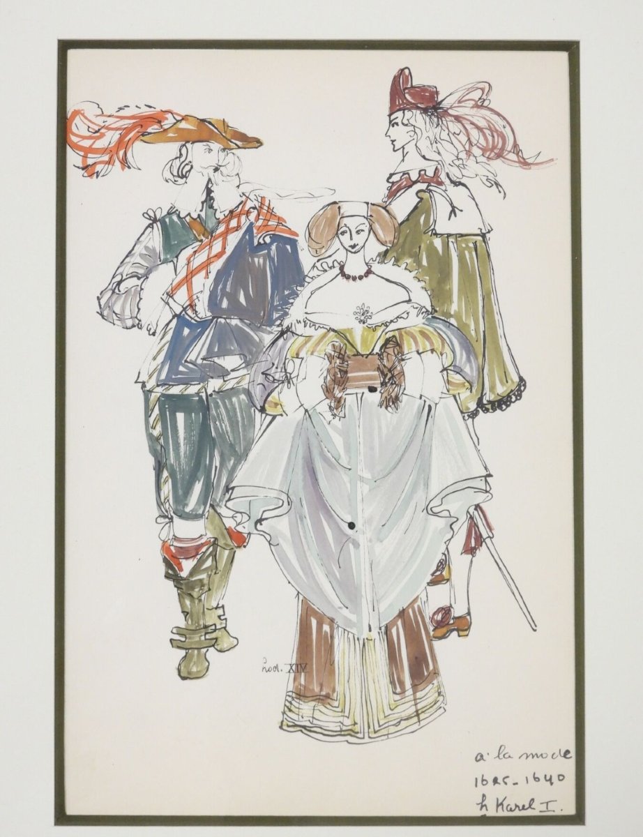 13 dessins d'étude de costumes de théatre-photo-3