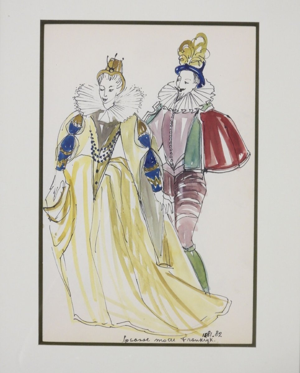 13 dessins d'étude de costumes de théatre-photo-4